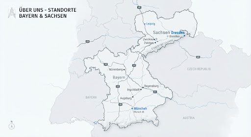 Mapa regionu Saksonia i Bawaria