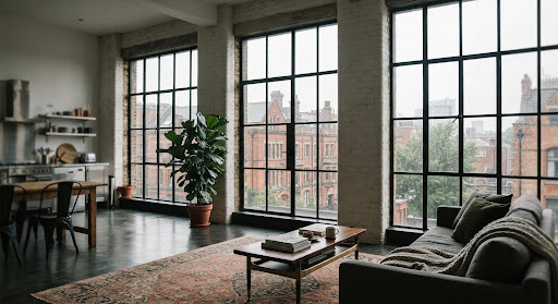 Okna stalowe w industrialnym loftcie