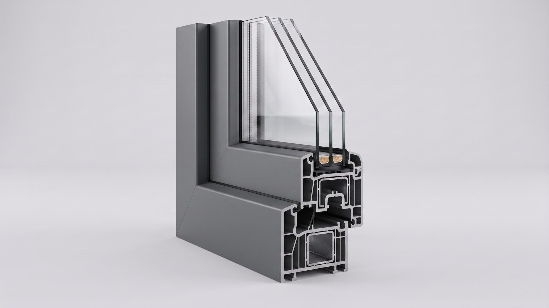 Querschnitt eines Aluminiumfensterprofils