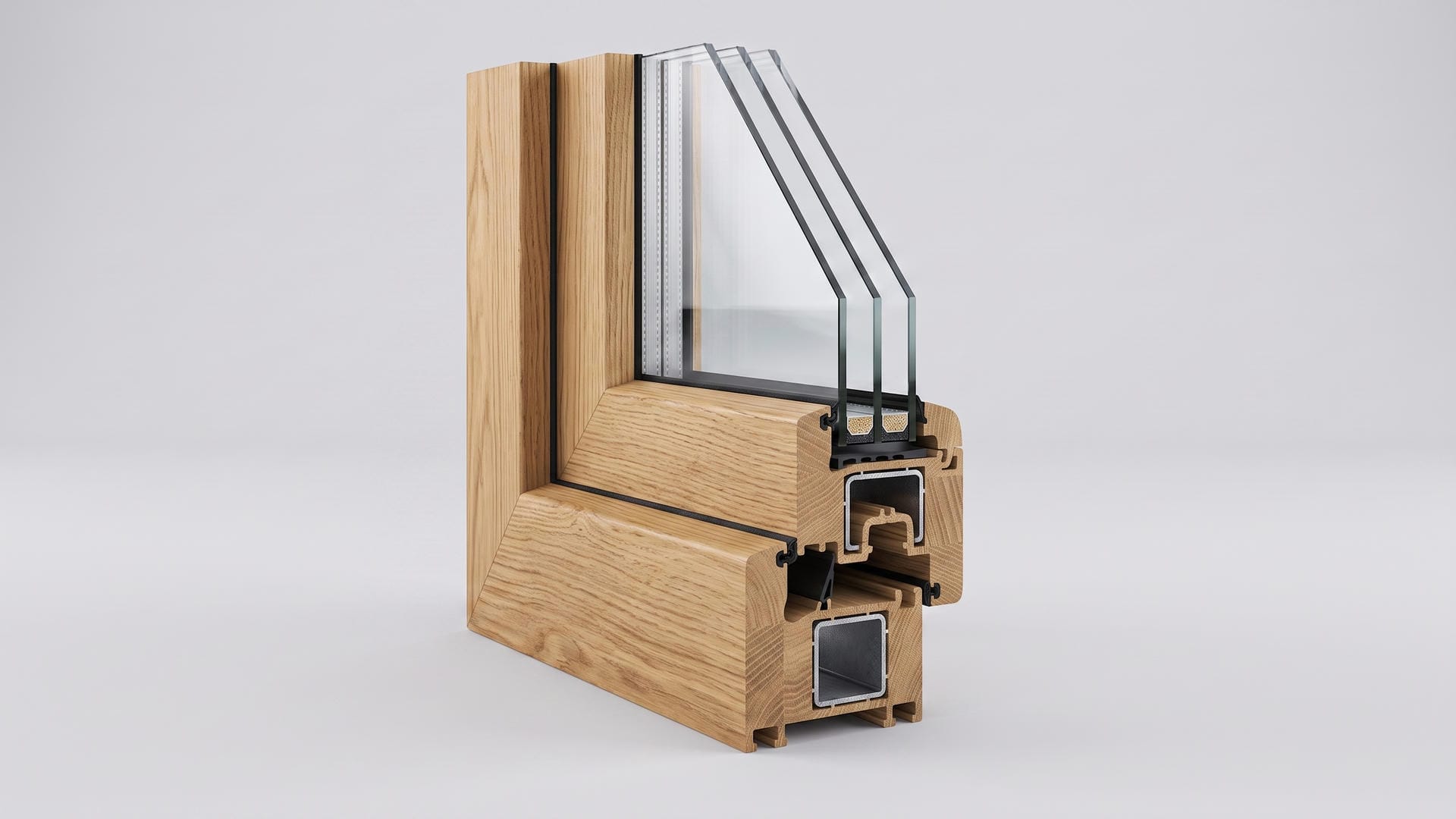 Querschnitt eines Holzfensterprofils