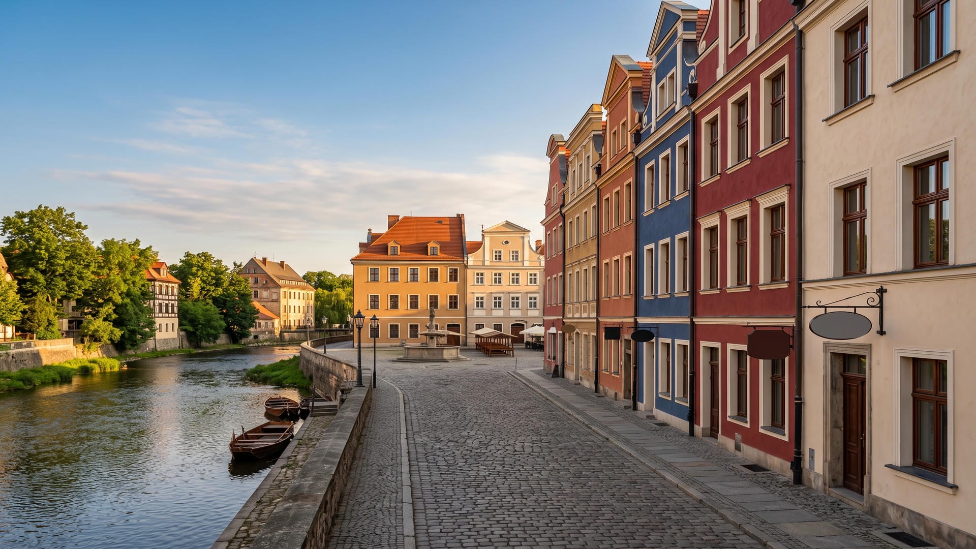 Historyczna Altstadt Pirna z odnowionymi oknami