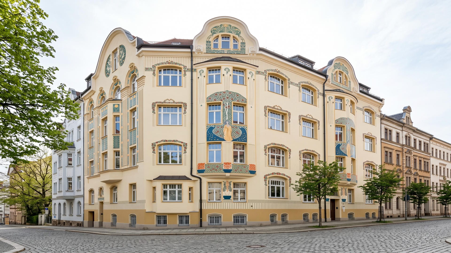 Sanierte Gründerzeitfassade mit neuen Fenstern in der Zwickauer Nordvorstadt